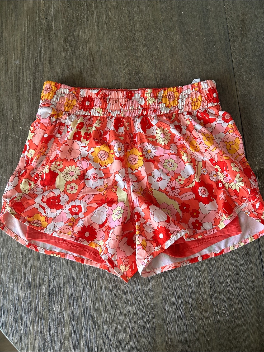 Avia Running Athletic Shorts Orange Floral Bike Liner Size M, Like New.
